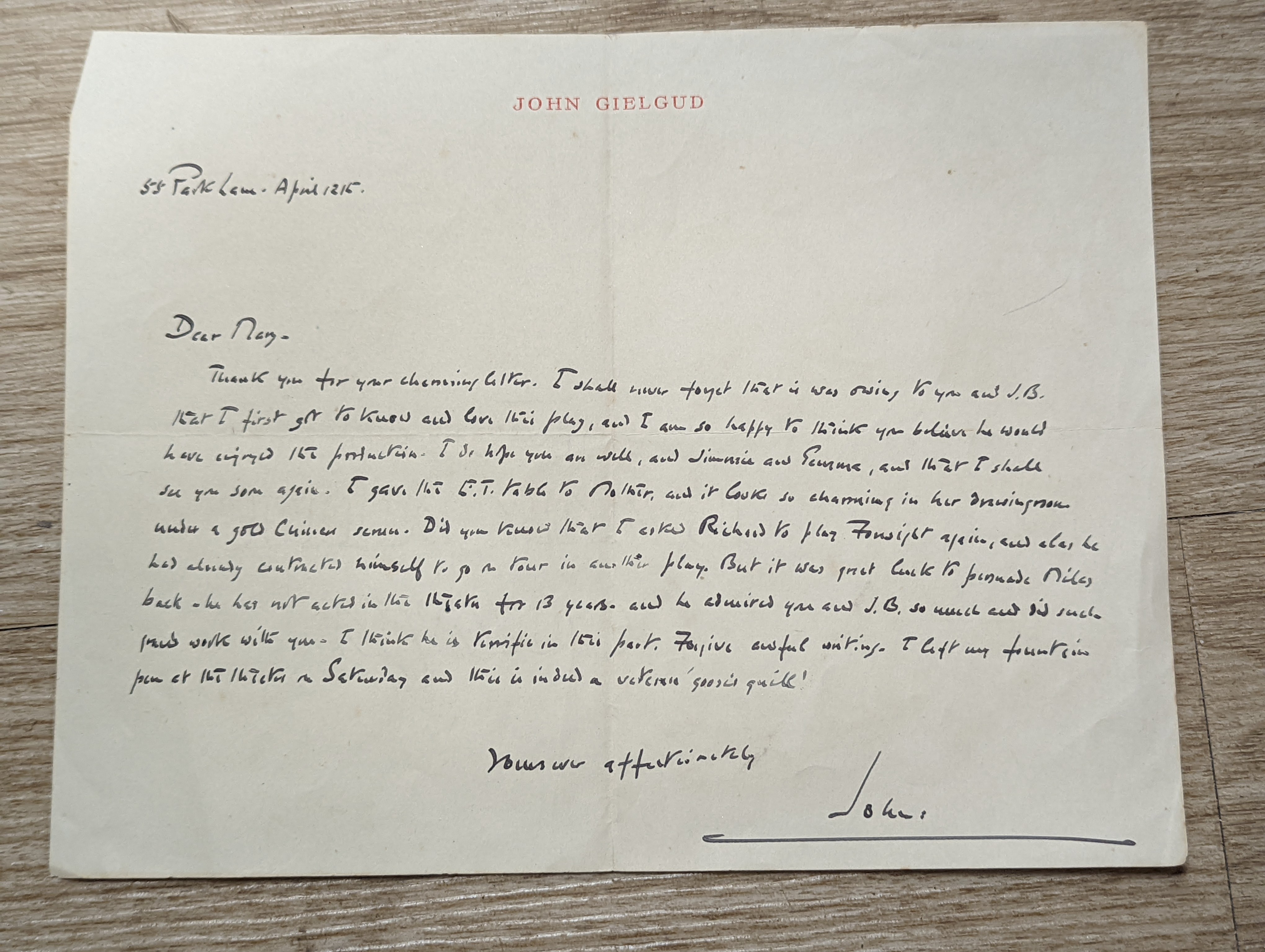 James B Fagan (1873-1933) Irish playwright, correspondence, ephemera to and from the writer including a letter from Gielgud